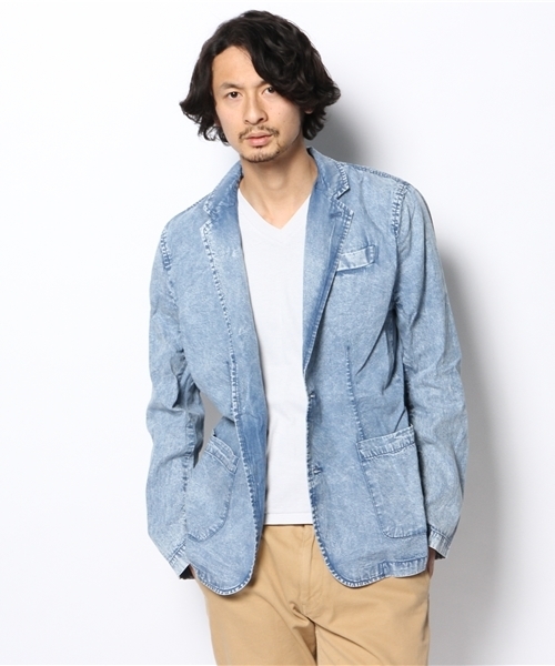 WHO'S WHO gallery（フーズフーギャラリー）の「テンセルデニムジャケット（テーラードジャケット・メンズ・ネイビー/ライトブルー・LARGE/MEDIUM）」の9枚目の写真