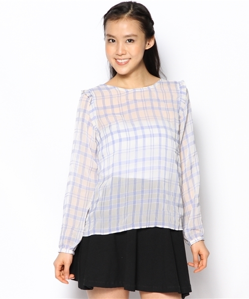 Chico（チコ）の「肩フリルBL（シャツ/ブラウス・レディース・ブルー系その他/ネイビー・FREE）」の3枚目の写真