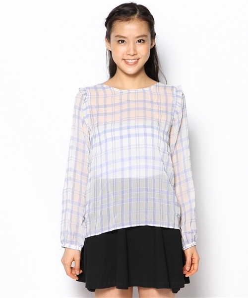 Chico（チコ）の「肩フリルBL（シャツ/ブラウス・レディース・ブルー系その他/ネイビー・FREE）」の4枚目の写真