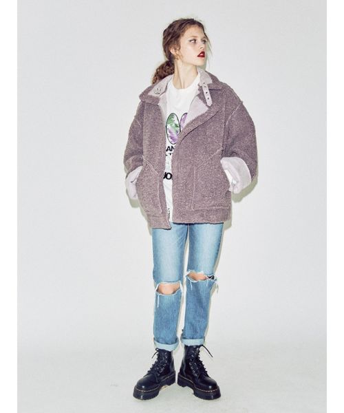 jouetie（ジュエティ）の「リバーシブルフェイクムートンジャケット（テーラードジャケット・レディース・ブラック/ブラウン/カーキ/アイボリー/ラベンダー/ブルー・MEDIUM）」の21枚目の写真