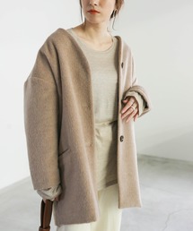 select MOCA | 中綿キルティングビスコースノーカラーコート/ルーズシルエットドロップショルダーアウター(ノーカラーコート)