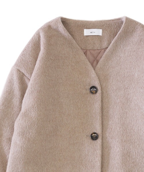 select MOCA（セレクトモカ）の「中綿キルティングビスコースノーカラーコート/ルーズシルエットドロップショルダーアウター（ノーカラーコート・レディース・ベージュ/ブラウン/テラコッタ・FREE）」の22枚目の写真