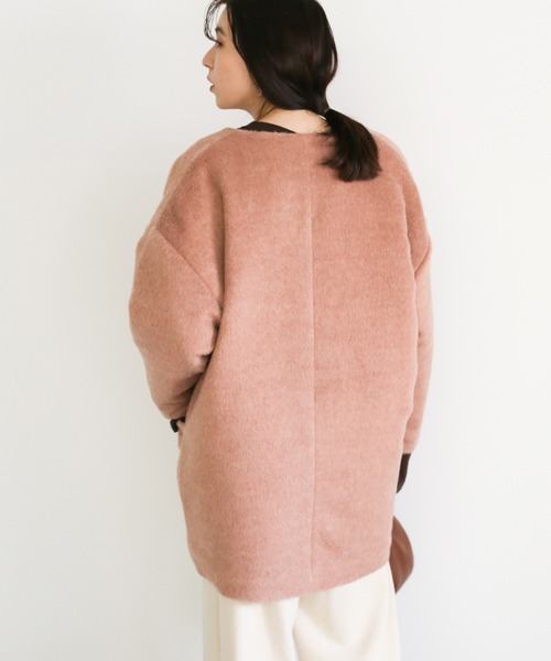 select MOCA（セレクトモカ）の「中綿キルティングビスコースノーカラーコート/ルーズシルエットドロップショルダーアウター（ノーカラーコート・レディース・ベージュ/ブラウン/テラコッタ・FREE）」の15枚目の写真