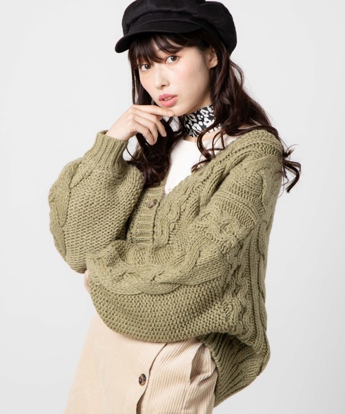 WEGO（ウィゴー）の「WEGO/ロービングケーブルカーディガン（カーディガン/ボレロ・レディース・ブラウン/ピンク/アイボリー/ライトベージュ/ダークブラウン/パープル/グリーン系その他・FREE）」の5枚目の写真