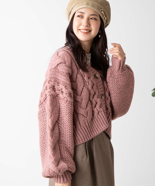 WEGO（ウィゴー）の「WEGO/ロービングケーブルカーディガン（カーディガン/ボレロ・レディース・ブラウン/ピンク/アイボリー/ライトベージュ/ダークブラウン/パープル/グリーン系その他・FREE）」の7枚目の写真