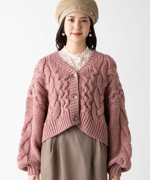 WEGO（ウィゴー）の「WEGO/ロービングケーブルカーディガン（カーディガン/ボレロ・レディース・ブラウン/ピンク/アイボリー/ライトベージュ/ダークブラウン/パープル/グリーン系その他・FREE）」の20枚目の写真