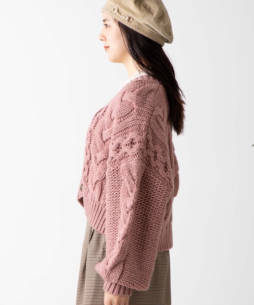WEGO（ウィゴー）の「WEGO/ロービングケーブルカーディガン（カーディガン/ボレロ・レディース・ブラウン/ピンク/アイボリー/ライトベージュ/ダークブラウン/パープル/グリーン系その他・FREE）」の21枚目の写真