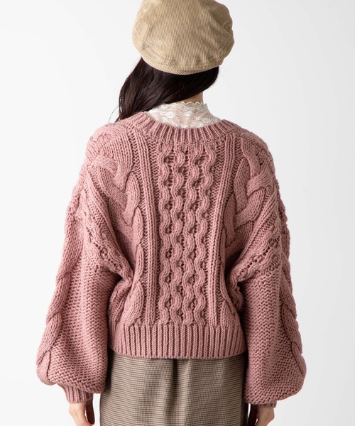 WEGO（ウィゴー）の「WEGO/ロービングケーブルカーディガン（カーディガン/ボレロ・レディース・ブラウン/ピンク/アイボリー/ライトベージュ/ダークブラウン/パープル/グリーン系その他・FREE）」の22枚目の写真