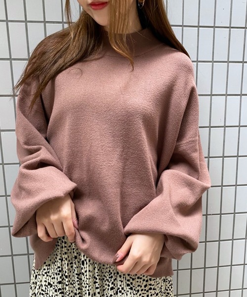 one way（ワンウェイ）の「ボリュームスリーブハイネック（ニット/セーター・レディース・ライトピンク/ライトブラウン/ブラック/ライトブルー・M）」の3枚目の写真