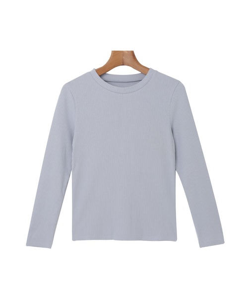 andme(アンドミー)の「テレコリブ長袖クルーネックTシャツ(Tシャツ/カットソー・レディース・ブラック/オフホワイト/ベージュ/ピンクベージュ/カーキ/グリーン/チャコールグレー/ブルー系その他/ブラウン系その他/イエロー/ネイビー・M/L)」の20枚目の写真
