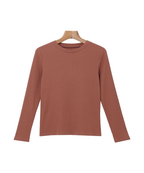 andme(アンドミー)の「テレコリブ長袖クルーネックTシャツ(Tシャツ/カットソー・レディース・ブラック/オフホワイト/ベージュ/ピンクベージュ/カーキ/グリーン/チャコールグレー/ブルー系その他/ブラウン系その他/イエロー/ネイビー・M/L)」の19枚目の写真