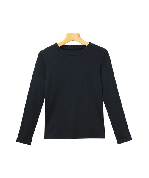 andme(アンドミー)の「テレコリブ長袖クルーネックTシャツ(Tシャツ/カットソー・レディース・ブラック/オフホワイト/ベージュ/ピンクベージュ/カーキ/グリーン/チャコールグレー/ブルー系その他/ブラウン系その他/イエロー/ネイビー・M/L)」の16枚目の写真