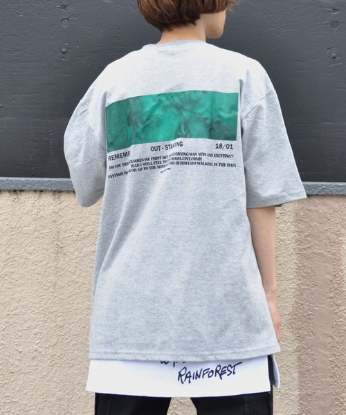 NO NEED（ノーニード）の「ハーフスリーブオーバーサイズバックプリント&シンプルロゴビッグシルエットTシャツ（Tシャツ/カットソー・メンズ・ホワイト/ブラック/パープル/グレー/ダークグリーン/ライム/スカイブルー・フリー）」の3枚目の写真