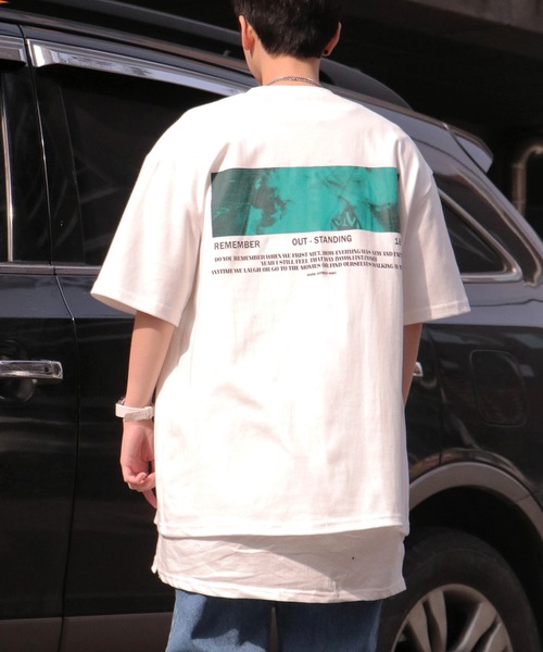 NO NEED（ノーニード）の「ハーフスリーブオーバーサイズバックプリント&シンプルロゴビッグシルエットTシャツ（Tシャツ/カットソー・メンズ・ホワイト/ブラック/パープル/グレー/ダークグリーン/ライム/スカイブルー・フリー）」の2枚目の写真