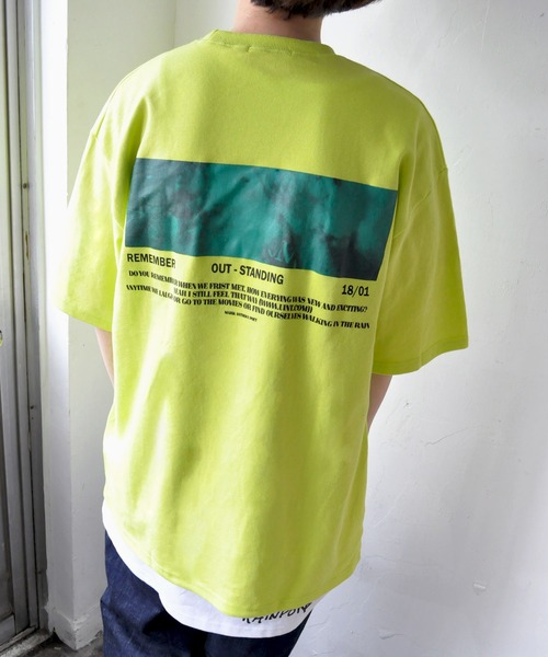 NO NEED（ノーニード）の「ハーフスリーブオーバーサイズバックプリント&シンプルロゴビッグシルエットTシャツ（Tシャツ/カットソー・メンズ・ホワイト/ブラック/パープル/グレー/ダークグリーン/ライム/スカイブルー・フリー）」の5枚目の写真