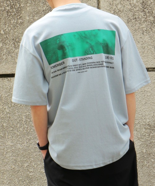 NO NEED（ノーニード）の「ハーフスリーブオーバーサイズバックプリント&シンプルロゴビッグシルエットTシャツ（Tシャツ/カットソー・メンズ・ホワイト/ブラック/パープル/グレー/ダークグリーン/ライム/スカイブルー・フリー）」の6枚目の写真