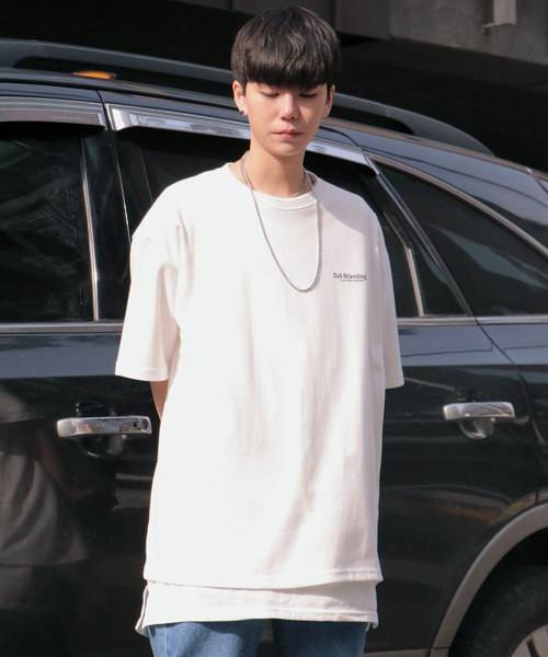 NO NEED（ノーニード）の「ハーフスリーブオーバーサイズバックプリント&シンプルロゴビッグシルエットTシャツ（Tシャツ/カットソー・メンズ・ホワイト/ブラック/パープル/グレー/ダークグリーン/ライム/スカイブルー・フリー）」の21枚目の写真