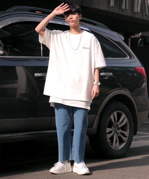 NO NEED（ノーニード）の「ハーフスリーブオーバーサイズバックプリント&シンプルロゴビッグシルエットTシャツ（Tシャツ/カットソー・メンズ・ホワイト/ブラック/パープル/グレー/ダークグリーン/ライム/スカイブルー・フリー）」の20枚目の写真