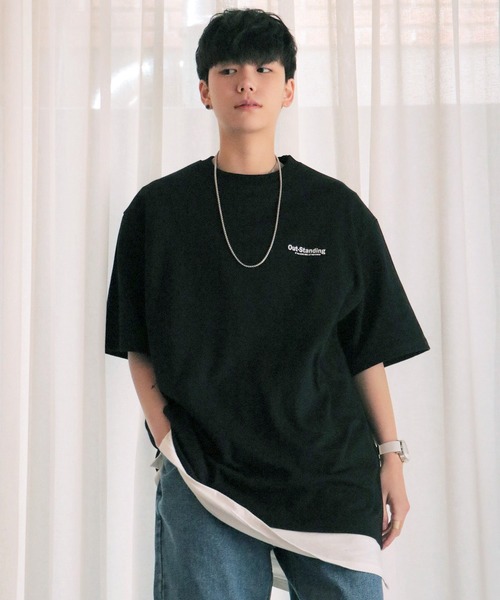 NO NEED（ノーニード）の「ハーフスリーブオーバーサイズバックプリント&シンプルロゴビッグシルエットTシャツ（Tシャツ/カットソー・メンズ・ホワイト/ブラック/パープル/グレー/ダークグリーン/ライム/スカイブルー・フリー）」の15枚目の写真