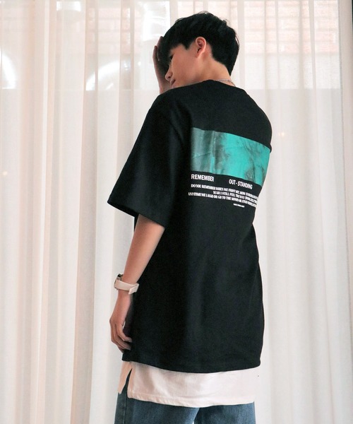 NO NEED（ノーニード）の「ハーフスリーブオーバーサイズバックプリント&シンプルロゴビッグシルエットTシャツ（Tシャツ/カットソー・メンズ・ホワイト/ブラック/パープル/グレー/ダークグリーン/ライム/スカイブルー・フリー）」の14枚目の写真