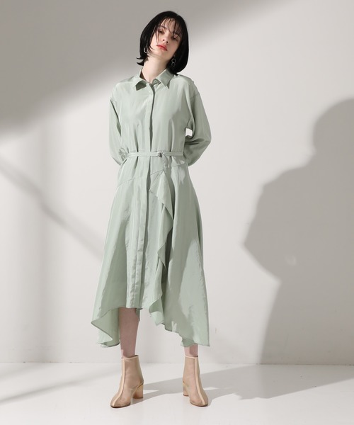 UNITED TOKYO（ユナイテッドトウキョウ）の「ラッフルオーバーシャツワンピース（ワンピース・レディース・ミント/ブラック・0）」の18枚目の写真