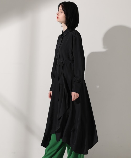 UNITED TOKYO（ユナイテッドトウキョウ）の「ラッフルオーバーシャツワンピース（ワンピース・レディース・ミント/ブラック・0）」の10枚目の写真