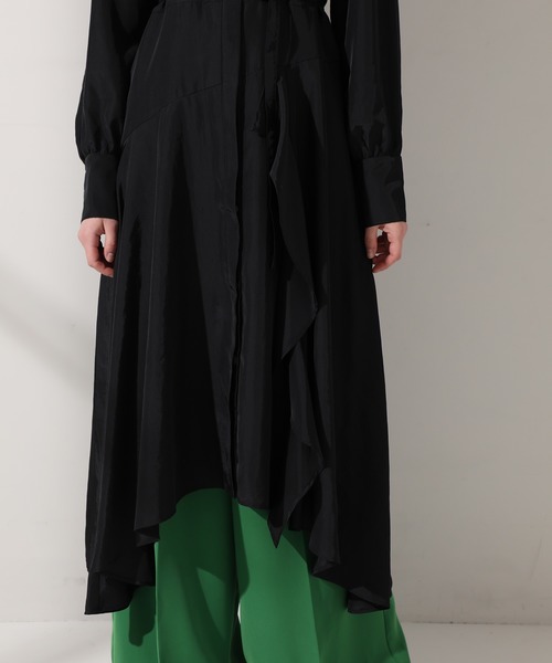 UNITED TOKYO（ユナイテッドトウキョウ）の「ラッフルオーバーシャツワンピース（ワンピース・レディース・ミント/ブラック・0）」の6枚目の写真