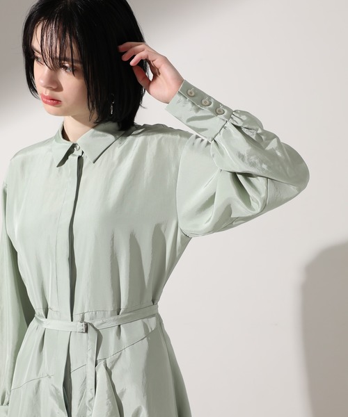 UNITED TOKYO（ユナイテッドトウキョウ）の「ラッフルオーバーシャツワンピース（ワンピース・レディース・ミント/ブラック・0）」の15枚目の写真