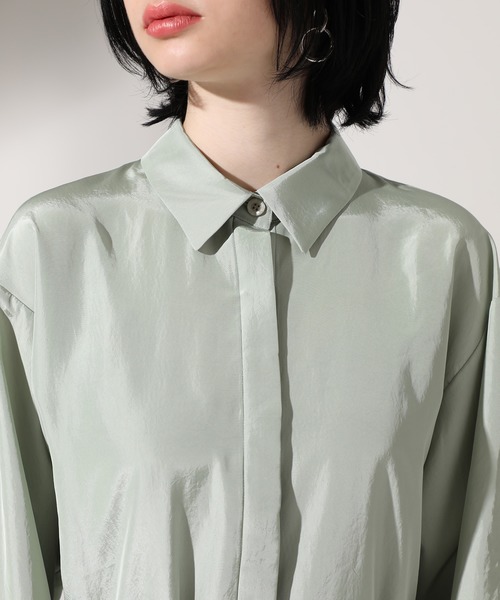 UNITED TOKYO（ユナイテッドトウキョウ）の「ラッフルオーバーシャツワンピース（ワンピース・レディース・ミント/ブラック・0）」の14枚目の写真