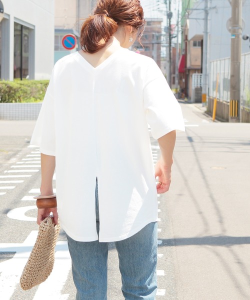 reca（レカ）の「リサイクルコットン2Wayカットソー（Tシャツ/カットソー・レディース・ベージュ系その他/ミント/オフホワイト/ブラック・M）」の2枚目の写真