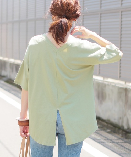 reca（レカ）の「リサイクルコットン2Wayカットソー（Tシャツ/カットソー・レディース・ベージュ系その他/ミント/オフホワイト/ブラック・M）」の4枚目の写真