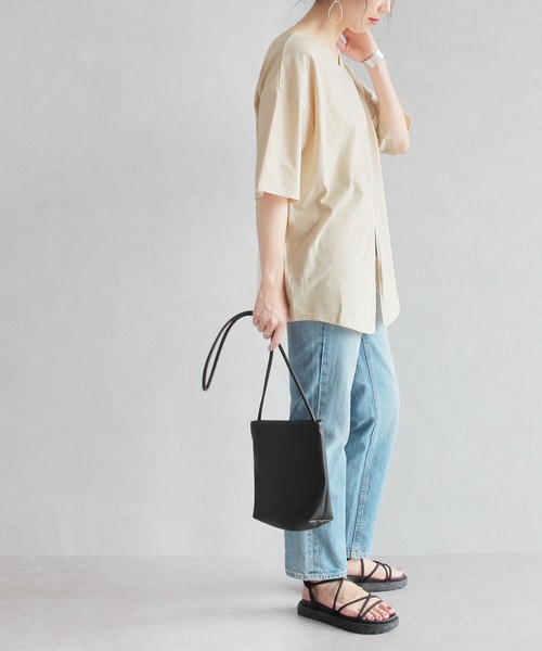 reca（レカ）の「リサイクルコットン2Wayカットソー（Tシャツ/カットソー・レディース・ベージュ系その他/ミント/オフホワイト/ブラック・M）」の16枚目の写真