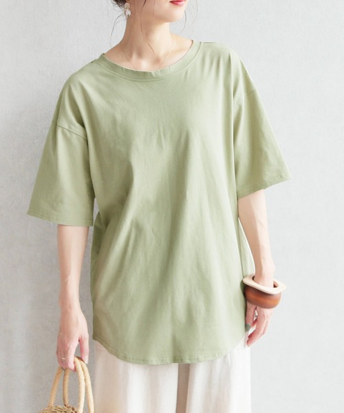 reca（レカ）の「リサイクルコットン2Wayカットソー（Tシャツ/カットソー・レディース・ベージュ系その他/ミント/オフホワイト/ブラック・M）」の13枚目の写真