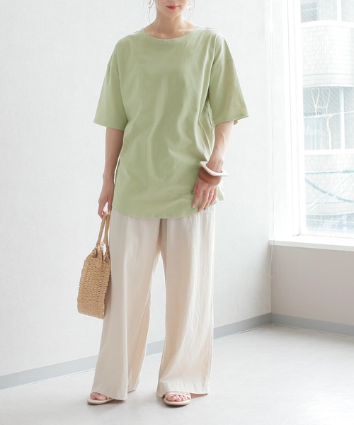 reca（レカ）の「リサイクルコットン2Wayカットソー（Tシャツ/カットソー・レディース・ベージュ系その他/ミント/オフホワイト/ブラック・M）」の12枚目の写真