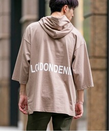 London Denim | 16/-空紡糸天竺 ／ オーバーサイズ バックプリント パーカー　ワンポイント刺繍 Tシャツ(Tシャツ/カットソー)