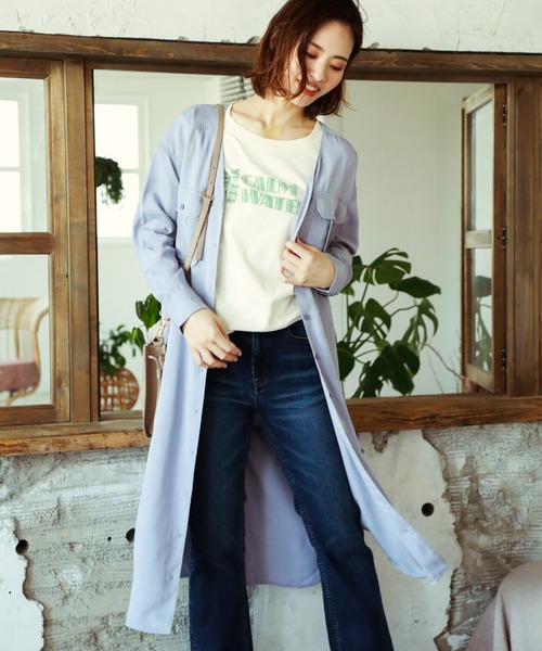 BAYFLOW（ベイフロー）の「ミリタリーローンワンピース（シャツワンピース・レディース・ライトブルー/ベージュ/マスタード・SMALL/MEDIUM）」の3枚目の写真