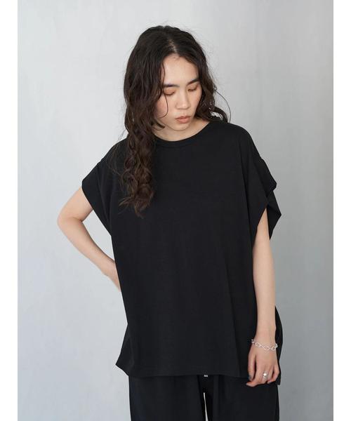 AMERICAN HOLIC(アメリカンホリック)の「脇タックフレンチスリーブカットチュニック *(Tシャツ/カットソー・レディース・ブラック/ブラウン/カーキ/アイボリー・M/L)」の14枚目の写真