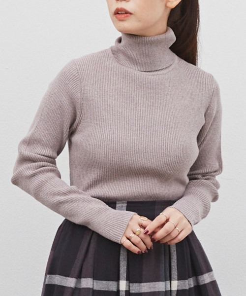 Libra Cue(リブラ キュー)の「ベーシックニュアンスカラータートル(ニット/セーター・レディース・ブラック/ベージュ/ネイビー/モカ/アイボリー・FREE)」の3枚目の写真