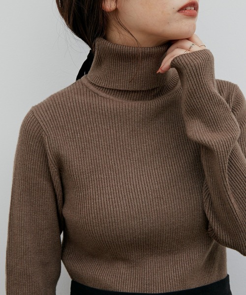 Libra Cue(リブラ キュー)の「ベーシックニュアンスカラータートル(ニット/セーター・レディース・ブラック/ベージュ/ネイビー/モカ/アイボリー・FREE)」の2枚目の写真