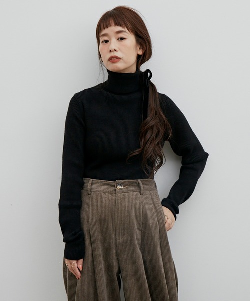 Libra Cue(リブラ キュー)の「ベーシックニュアンスカラータートル(ニット/セーター・レディース・ブラック/ベージュ/ネイビー/モカ/アイボリー・FREE)」の6枚目の写真