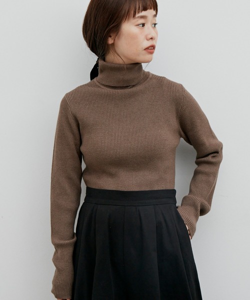 Libra Cue(リブラ キュー)の「ベーシックニュアンスカラータートル(ニット/セーター・レディース・ブラック/ベージュ/ネイビー/モカ/アイボリー・FREE)」の10枚目の写真