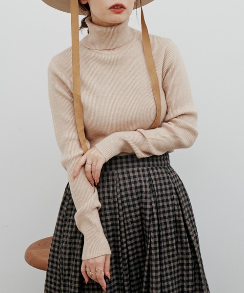 Libra Cue(リブラ キュー)の「ベーシックニュアンスカラータートル(ニット/セーター・レディース・ブラック/ベージュ/ネイビー/モカ/アイボリー・FREE)」の8枚目の写真