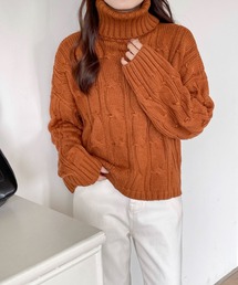 emi+（エミプラス）の「タートルネック ケーブルニットプルオーバー（ニット/セーター・レディース）」