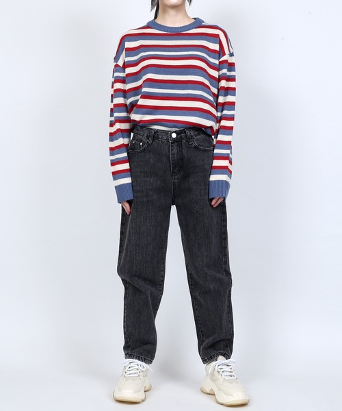 DING（ディング）の「DING/マルチボーダーニット（ニット/セーター・レディース・ブルー・FREE）」の11枚目の写真