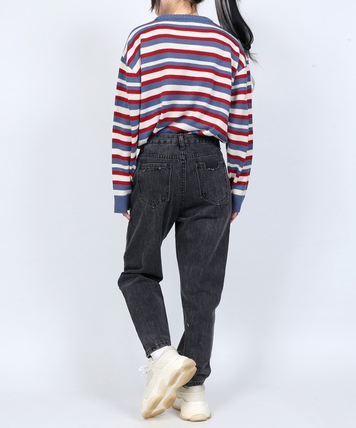 DING（ディング）の「DING/マルチボーダーニット（ニット/セーター・レディース・ブルー・FREE）」の7枚目の写真