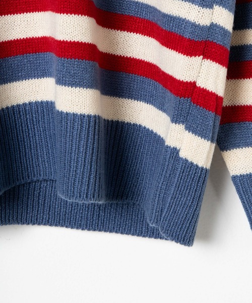 DING（ディング）の「DING/マルチボーダーニット（ニット/セーター・レディース・ブルー・FREE）」の8枚目の写真