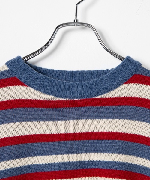 DING（ディング）の「DING/マルチボーダーニット（ニット/セーター・レディース・ブルー・FREE）」の3枚目の写真