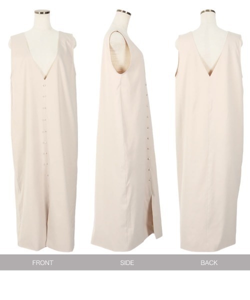 KOBE LETTUCE（コウベレタス）の「くるみボタンVネックジャンパースカート（ジャンパースカート・レディース・ピンク/ブルー/アイボリー・FREE）」の12枚目の写真