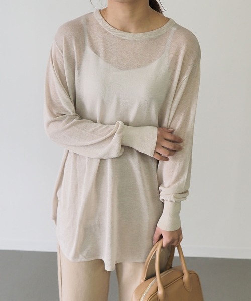 Riberry(リベリー)の「シアーニットチュニック(チュニック・レディース・ライトグレー/ネイビー/モカ/ベージュ・MEDIUM)」の3枚目の写真