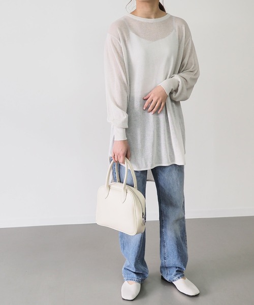 Riberry(リベリー)の「シアーニットチュニック(チュニック・レディース・ライトグレー/ネイビー/モカ/ベージュ・MEDIUM)」の1枚目の写真